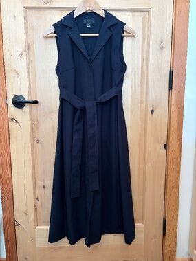 Club Monaco Navy Half Belted Sleeveless Shirt Dress